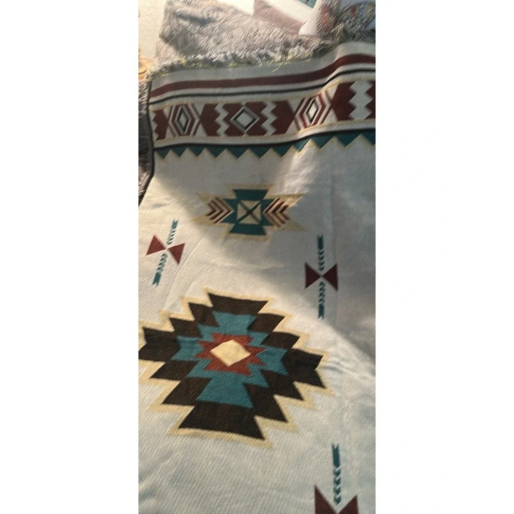 Aztec Design Throw Blanket 50x60 Afghan Tapestry Frills